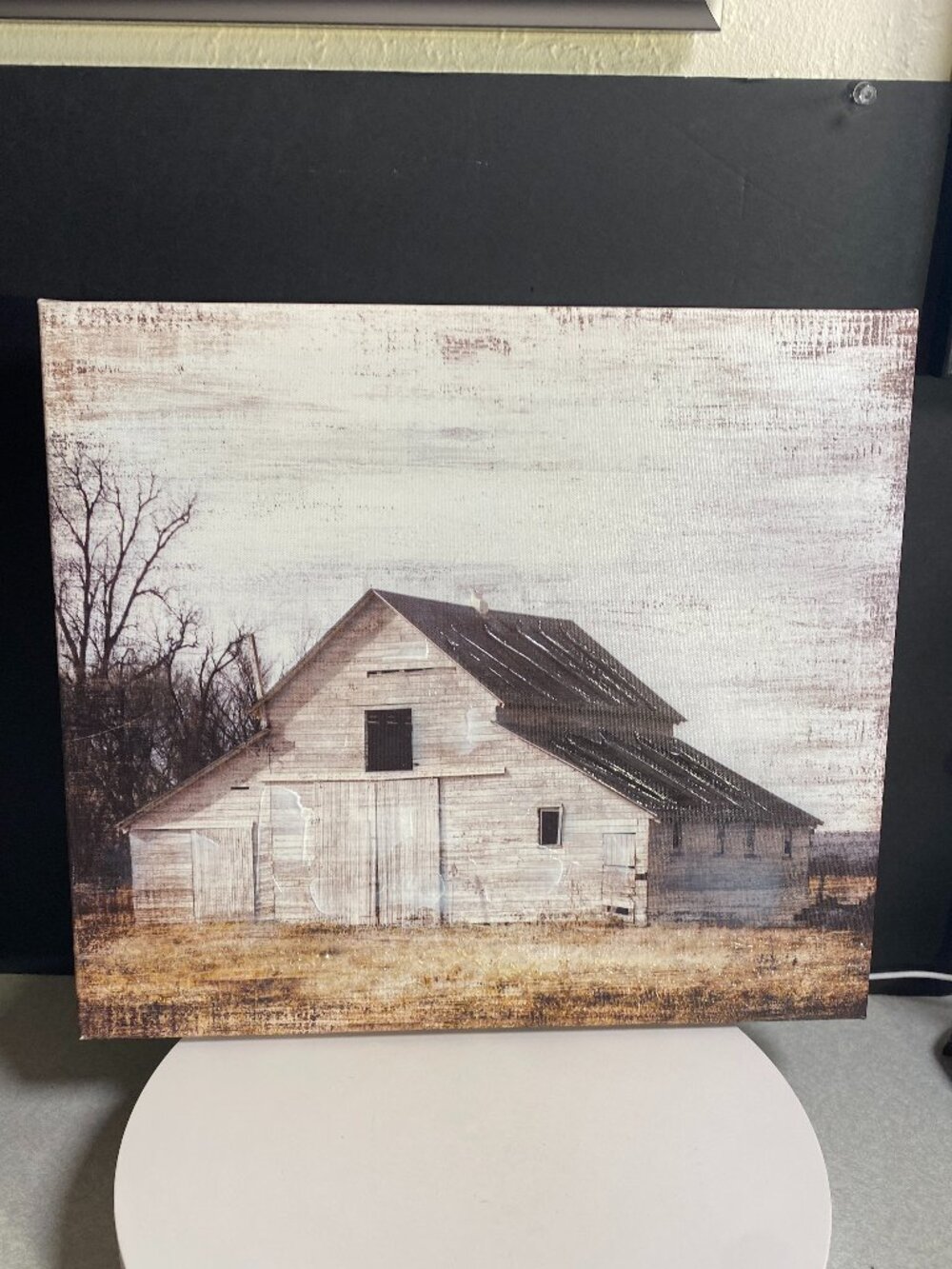 Rustic White Barn Canvas Wall Art Farmhouse Country Decor 16x14